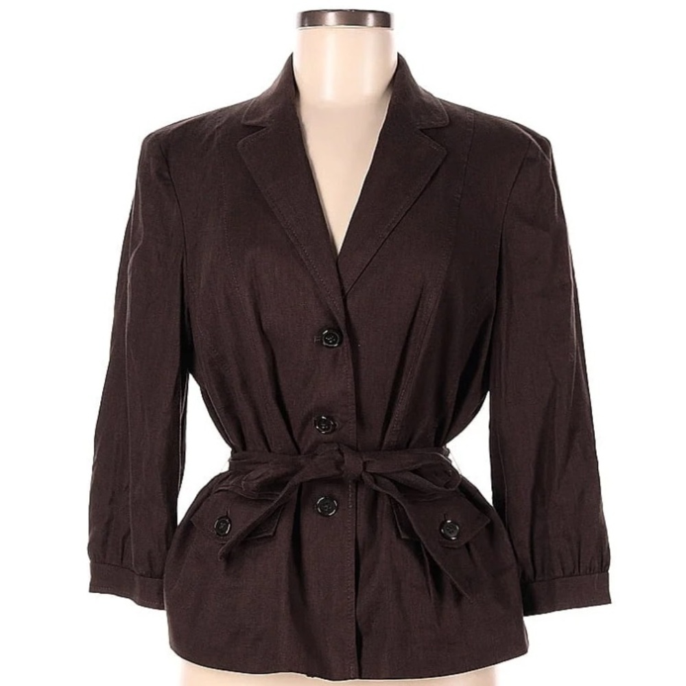Vintage Banana Republic Brown Blazer & Skirt Co-ord Set Linen Blend
